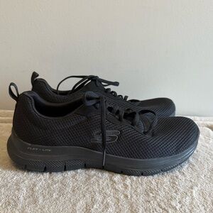 Skechers Flex Lite Womens Sneakers 7.5 Black Memory Foam New